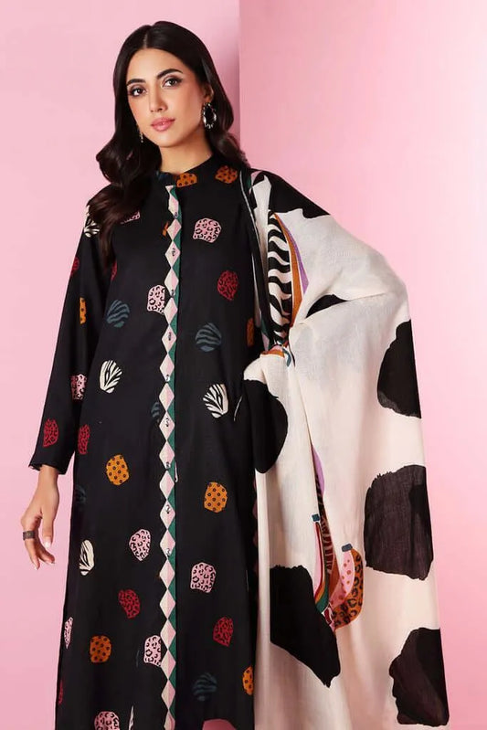 Black Embroidered Lawn 3Pcs Set with Dupatta
