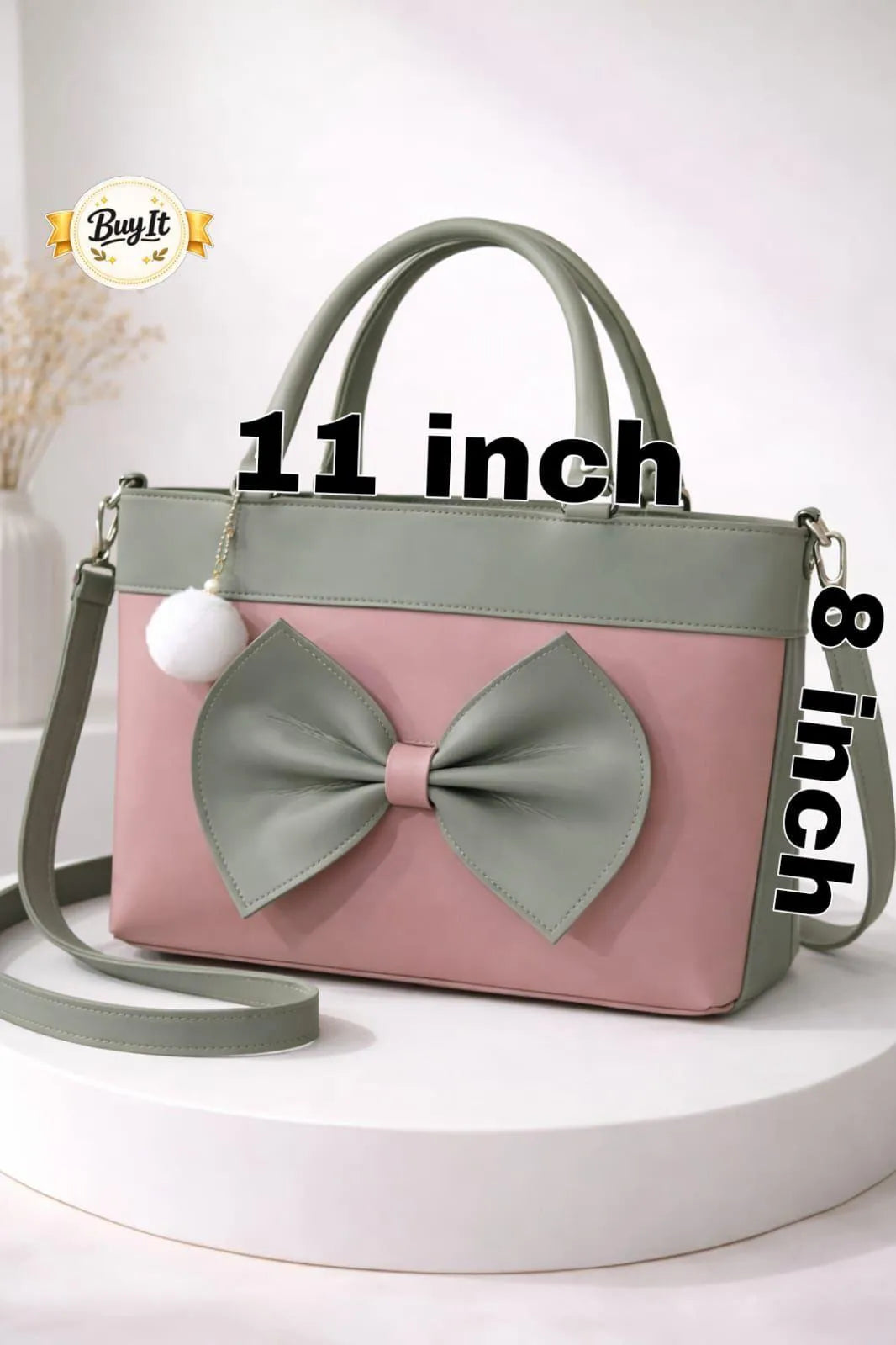 Stylish Blue Bow Shoulder Bag with Long Belt