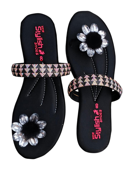 Women Black Satin Strap Sandals Semi-Formal