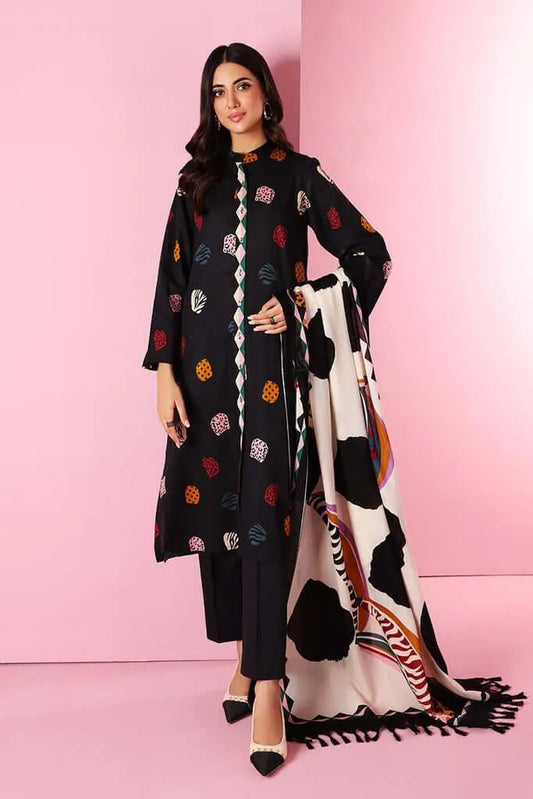 Black Embroidered Lawn 3Pcs Set with Dupatta