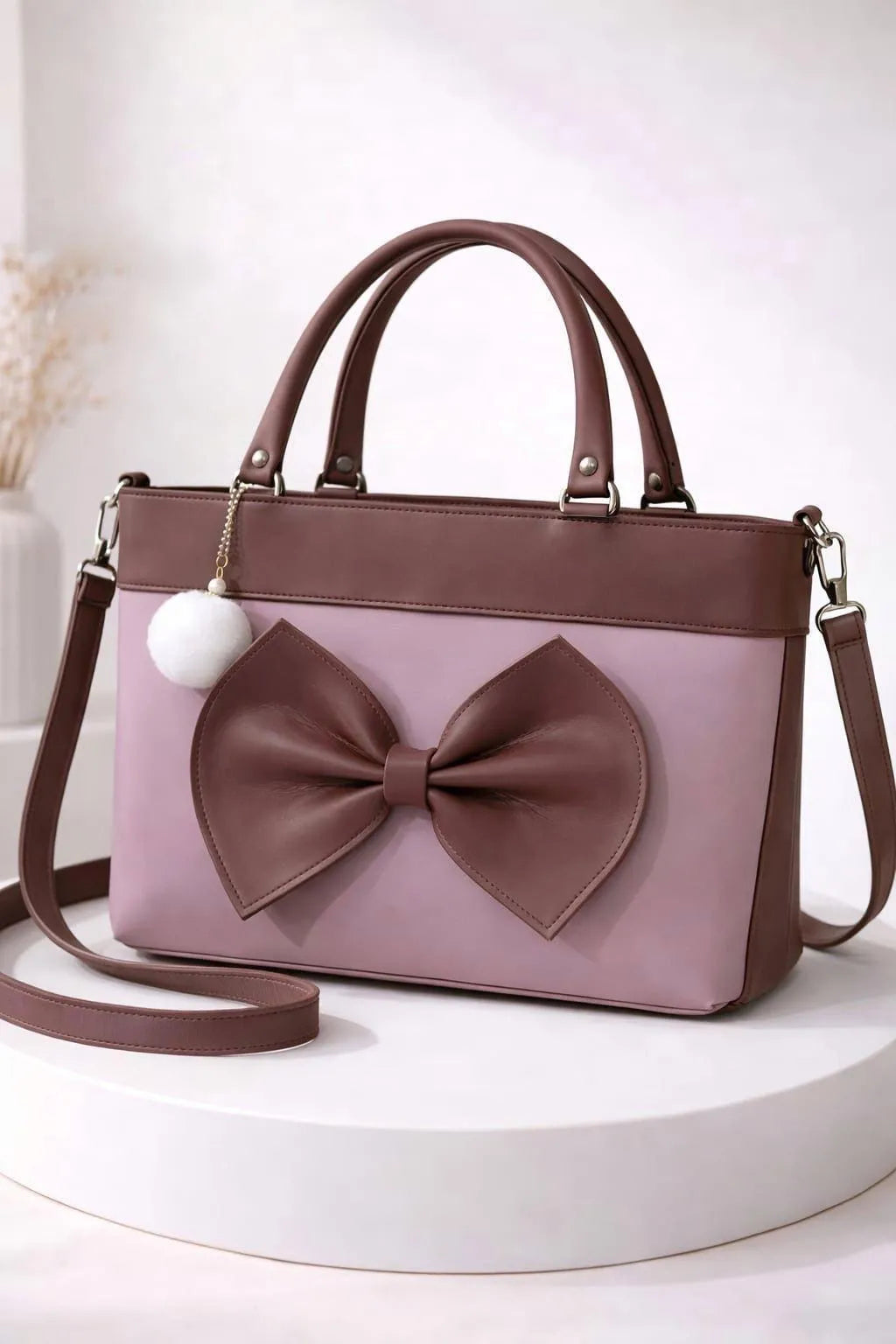Stylish Blue Bow Shoulder Bag with Long Belt
