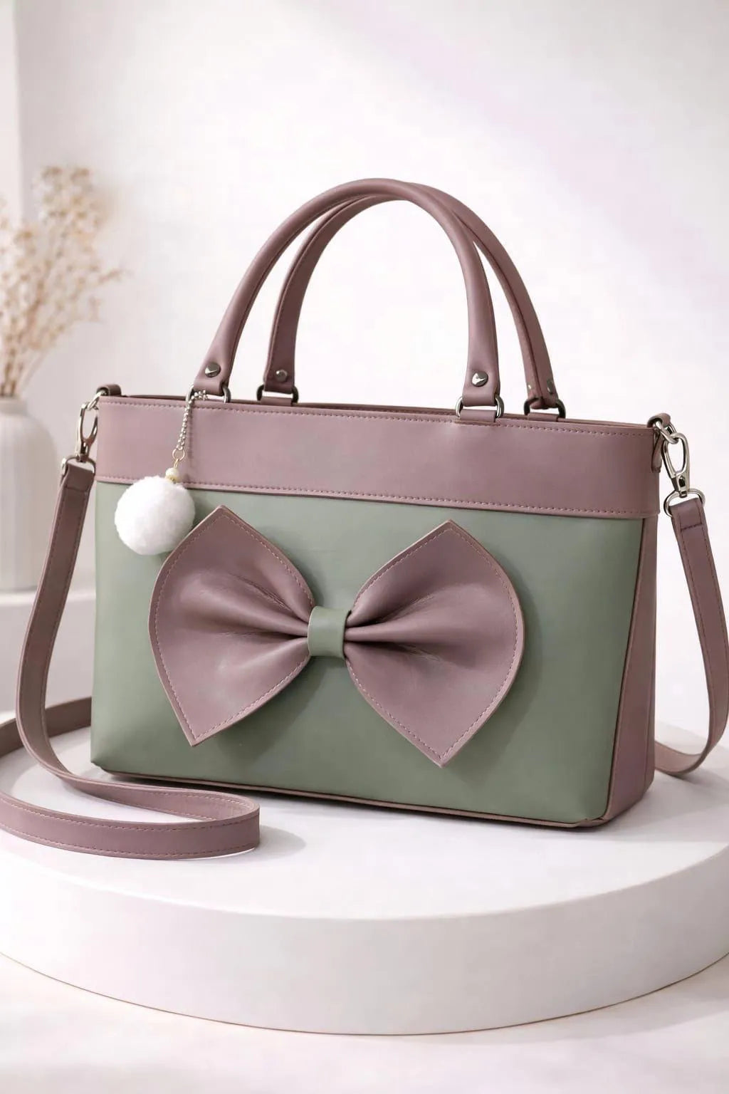 Stylish Blue Bow Shoulder Bag with Long Belt