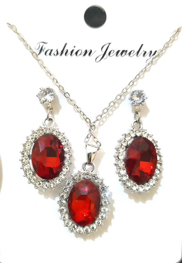 3 Piece Pendant Set Red Black Pink Blue Green White Alloy