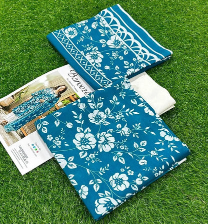 Blue Digital Print Lawn 3Pcs Set for Women