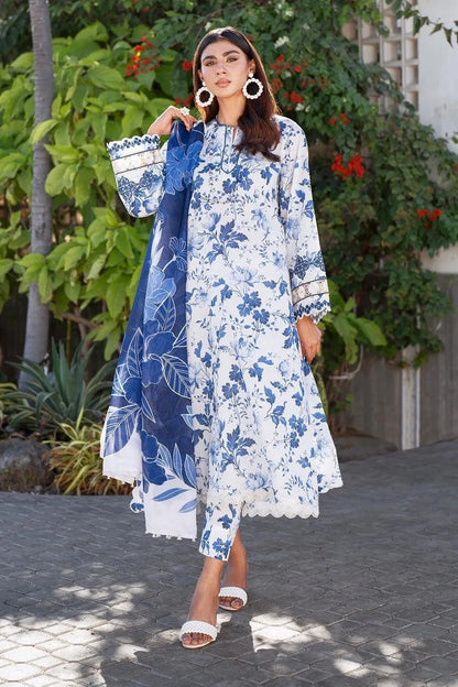 LAWAN 3P Blue Floral Kurta Set for Women