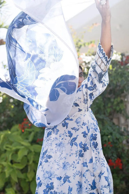 LAWAN 3P Blue Floral Kurta Set for Women