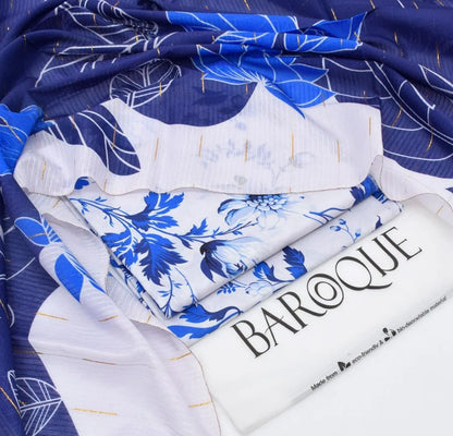 LAWAN 3P Blue Floral Kurta Set for Women