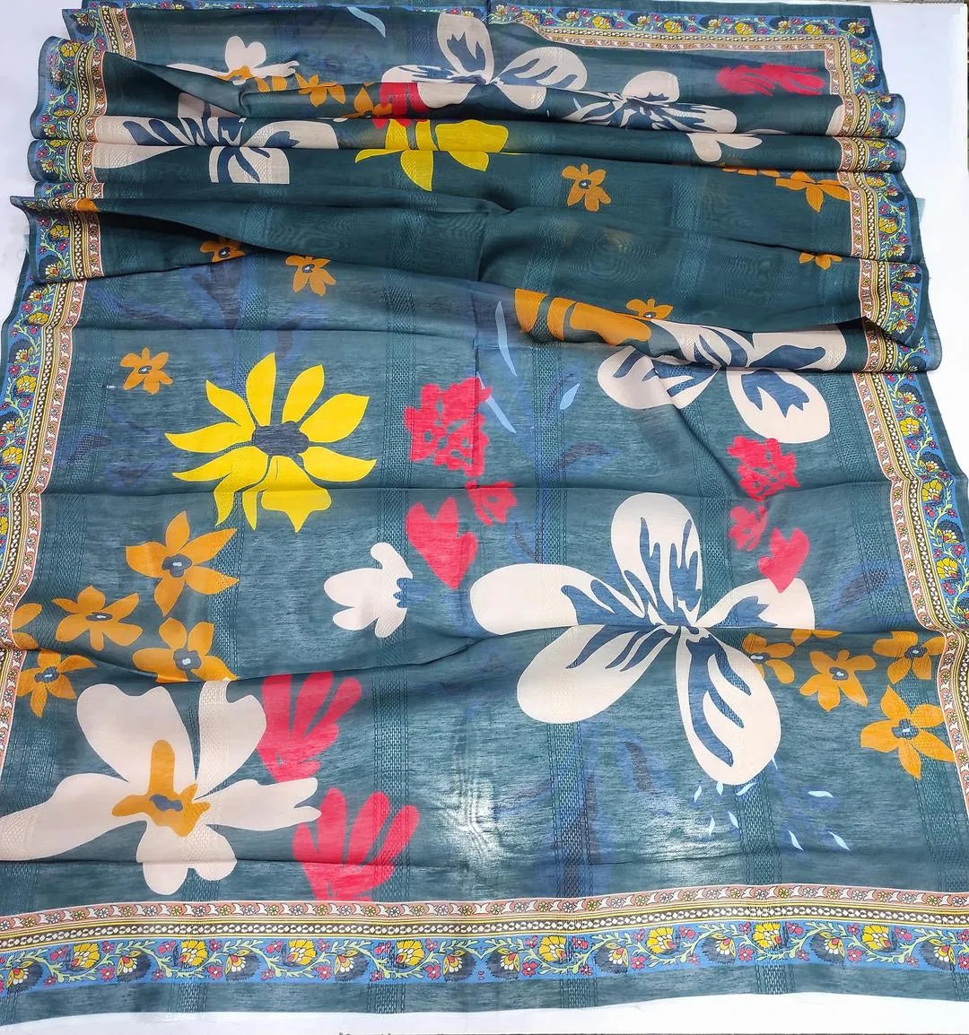 Green Floral Embroidered Kurta Set for Women