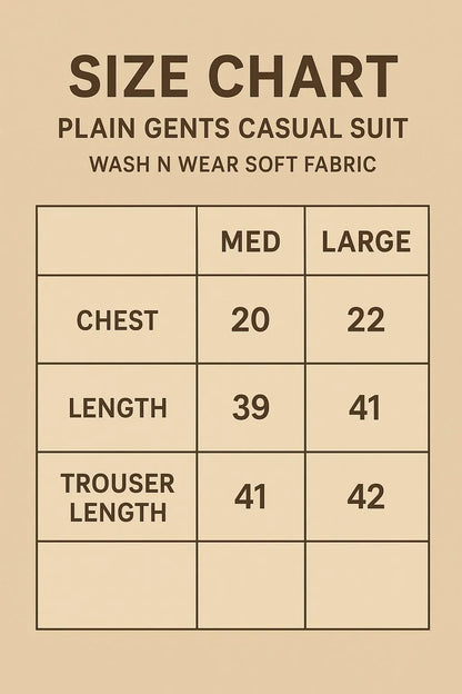 Men's Brown Wash & Wear Shalwar Kameez Set Medium Large