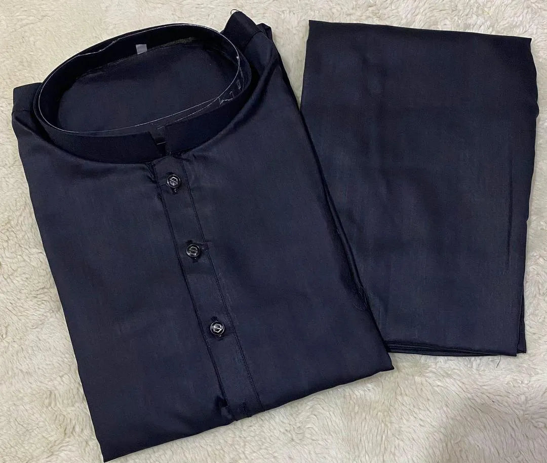 Men's Black Wash & Wear Shalwar Kameez Medium to Large