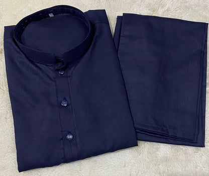 2 Pcs Men’s Stitched Wash And Wear Plain Shalwar Kameez