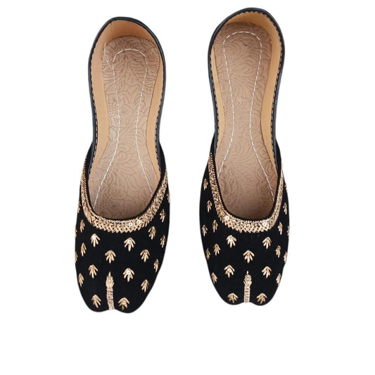 Women's Velvet Khussa Shoes Gold Thread Work