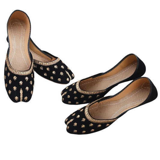 Women's Velvet Khussa Shoes Gold Thread Work