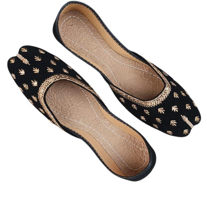 Women's Velvet Khussa Shoes Gold Thread Work