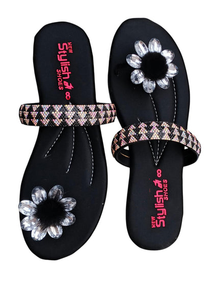 Women Black Satin Strap Sandals Semi-Formal