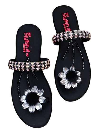 Women Black Satin Strap Sandals Semi-Formal